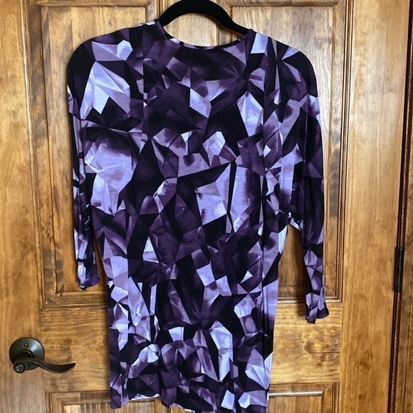 Vivienne Tam geometric design purple batwing top size S - Picture 2 of 5